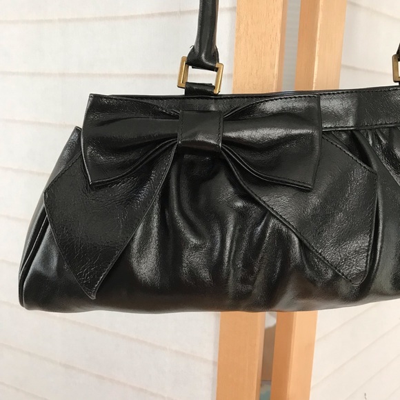 HOBO bow top handle bag smooth Black leather - Picture 6 of 8